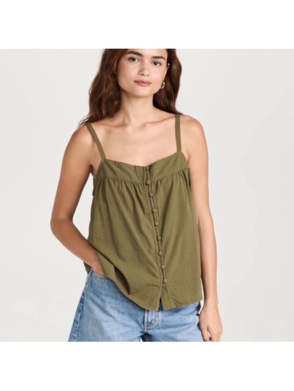 Faherty Sleeveless Olive Green Tank Top Size XS